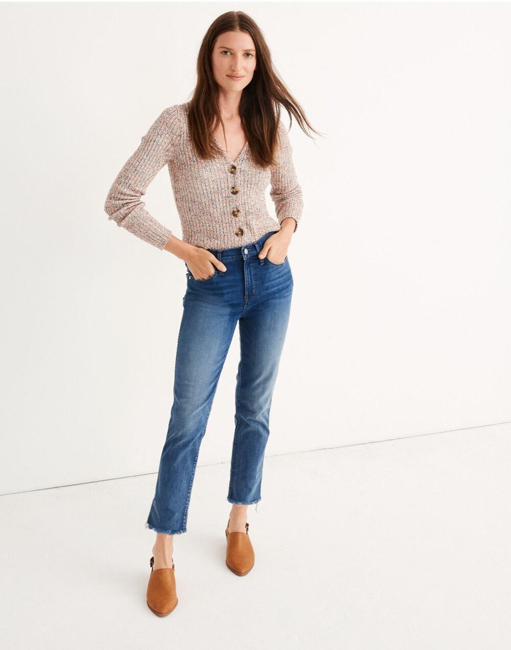 Madewell Stovepipe Fluffy Hem NWT High Rise Petite Jeans